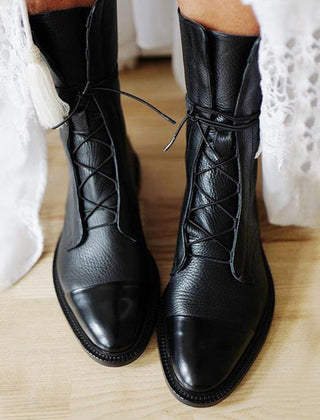 Women's Boots | Sculpted Mid-Heel Leather Ankle