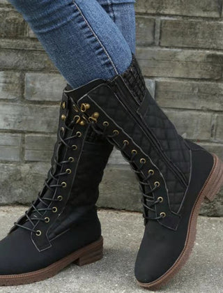 Women's Snow Boots | Quilted Lace-Up Knit Cuff