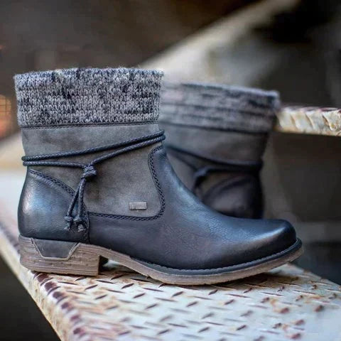 Slip-on women's ankle boots with orthopedic foot support. Casual chic winter style, combining comfort and support.