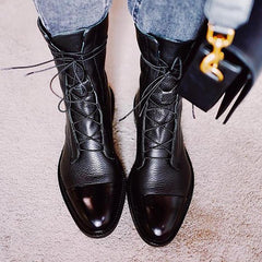 Women's Boots | Sculpted Mid-Heel Leather Ankle