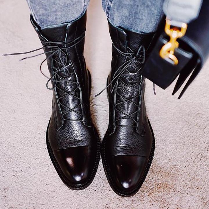 Women's Boots | Sculpted Mid-Heel Leather Ankle