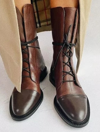 Women's Boots | Sculpted Mid-Heel Leather Ankle