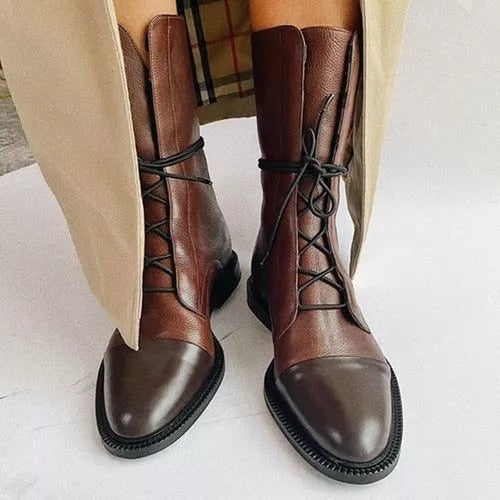 Women's Boots | Sculpted Mid-Heel Leather Ankle