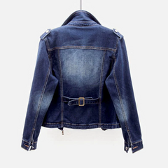 Women's Denim Jacket | Collar Lapel Button Front Relaxed Fit