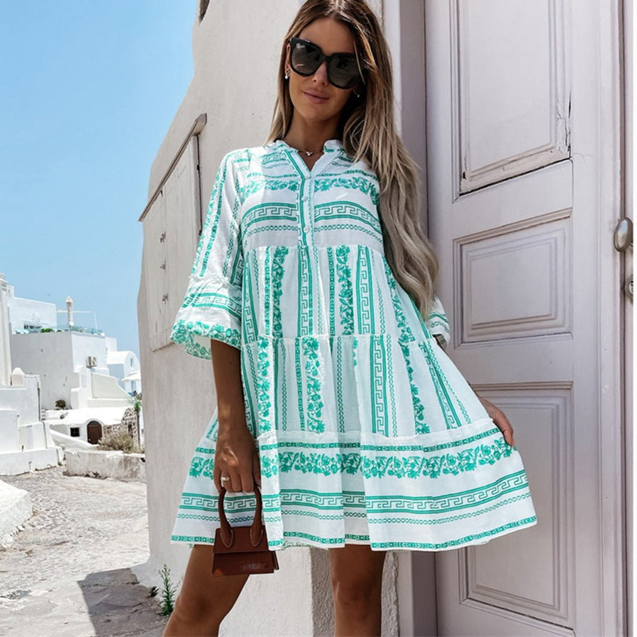 Harper | Boho Printed Tiered Mini Dress 1
