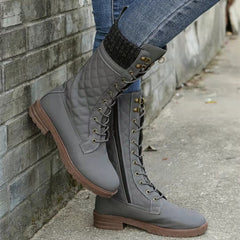 Women's Snow Boots | Quilted Lace-Up Knit Cuff