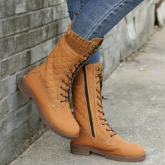 Women's Snow Boots | Quilted Lace-Up Knit Cuff
