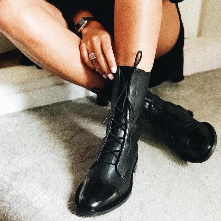 Women's Boots | Sculpted Mid-Heel Leather Ankle