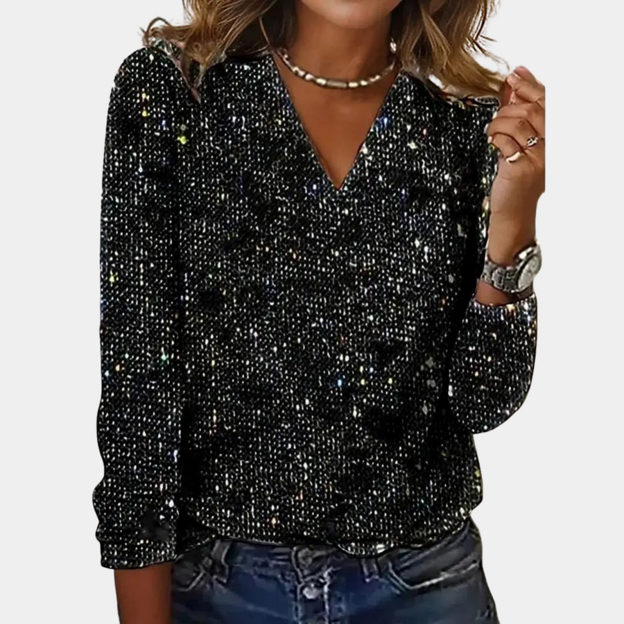 Heidi | Elegant Glitter V-Neck Women's Top 0