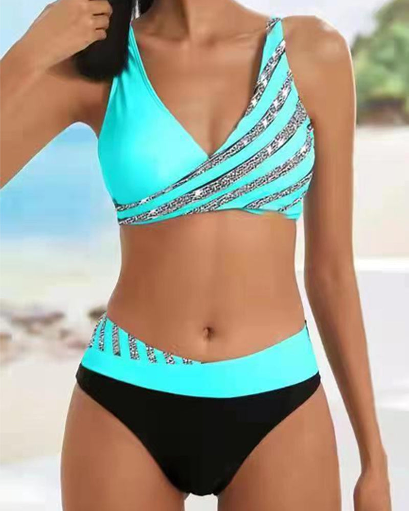 Women's Bikini | Wrap Neckline Printed Strappy