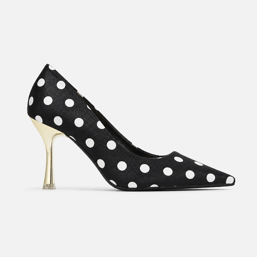 Women's Shoe | Pointed Toe Stiletto Polka Dot Slip-On