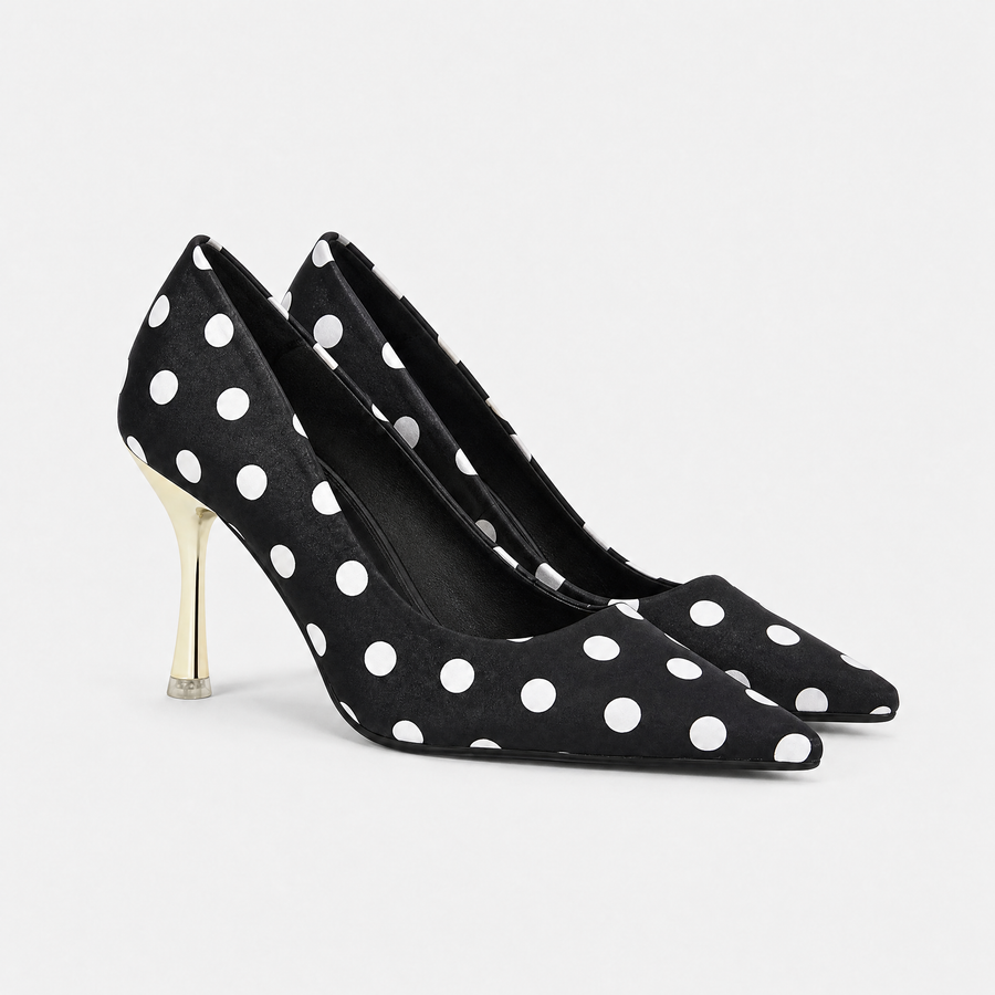 Women's Shoe | Pointed Toe Stiletto Polka Dot Slip-On