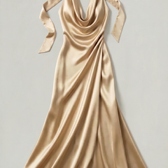 Women's Formal Dress | Maxi Halter Neck Satin Sleeveless