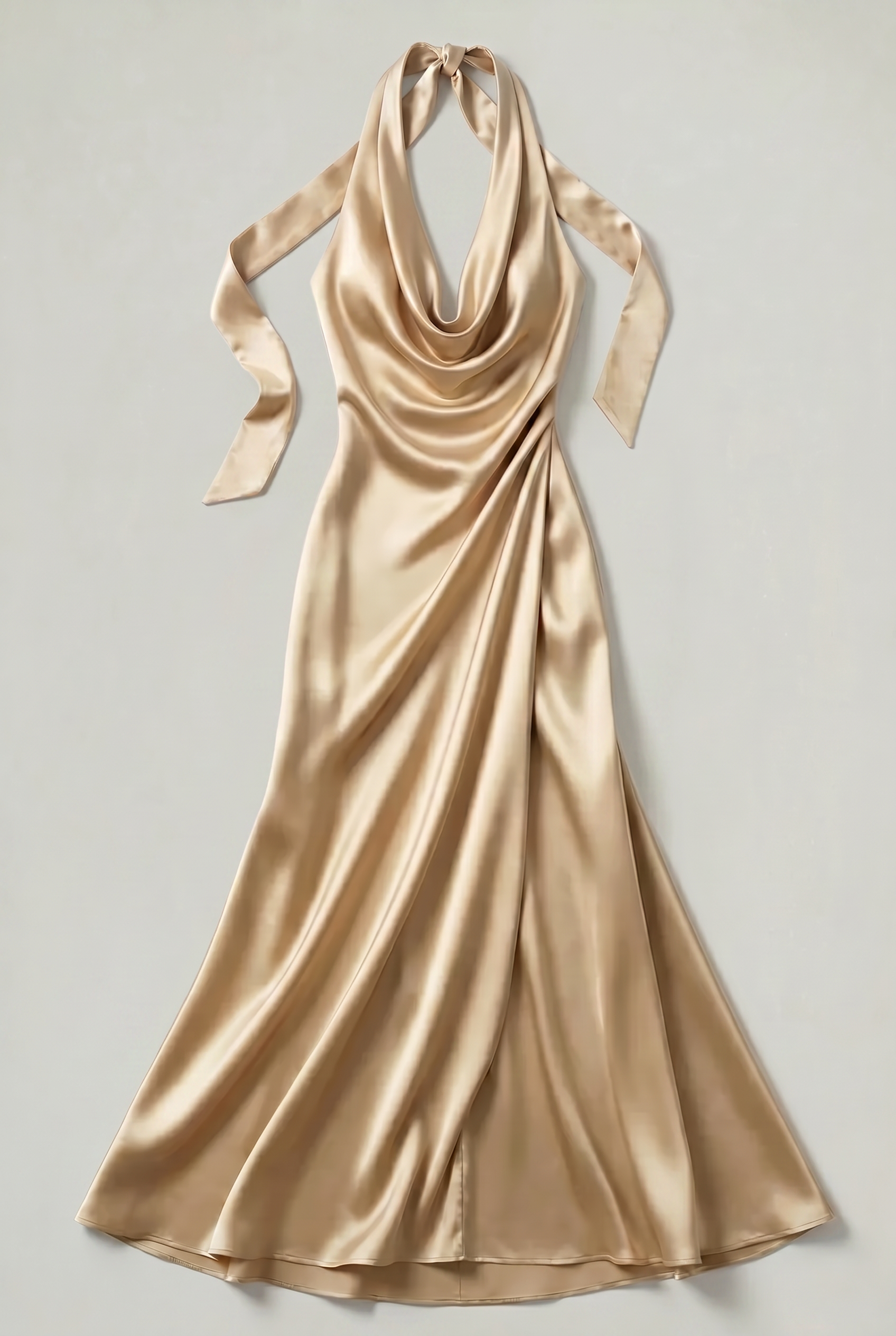 Women's Formal Dress | Maxi Halter Neck Satin Sleeveless