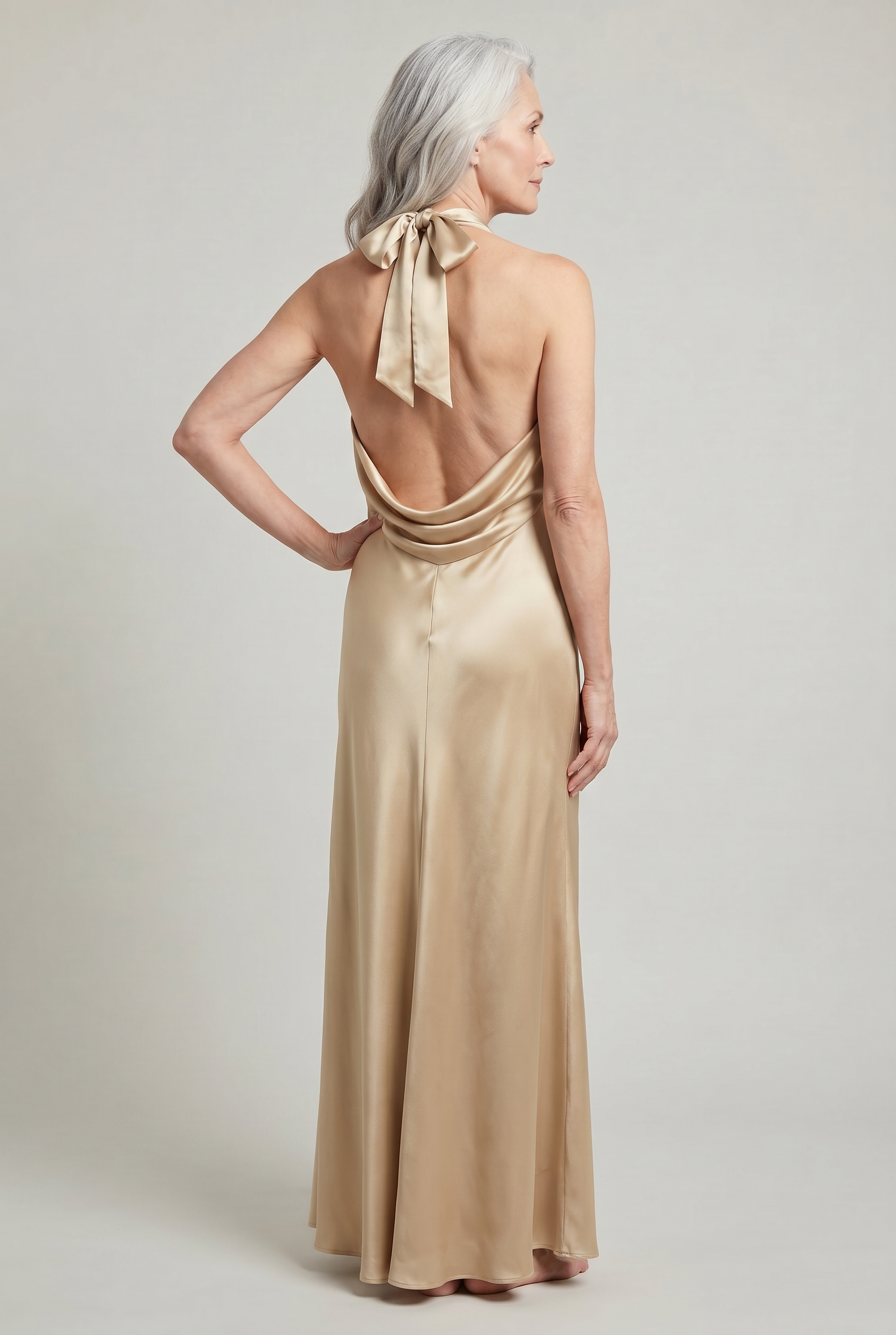 Women's Formal Dress | Maxi Halter Neck Satin Sleeveless