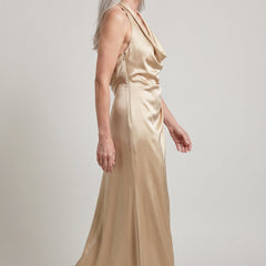 Women's Formal Dress | Maxi Halter Neck Satin Sleeveless
