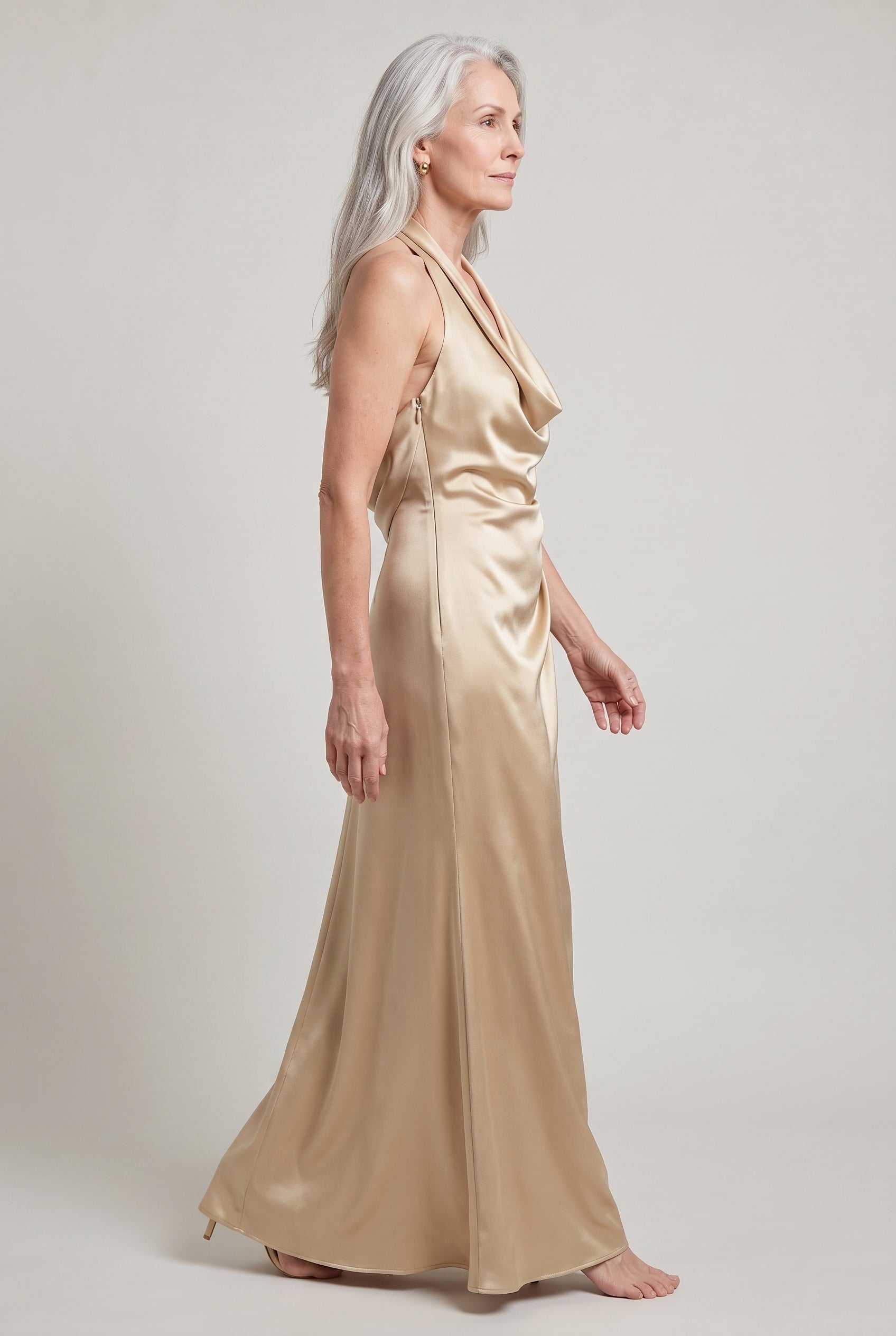 Women's Formal Dress | Maxi Halter Neck Satin Sleeveless