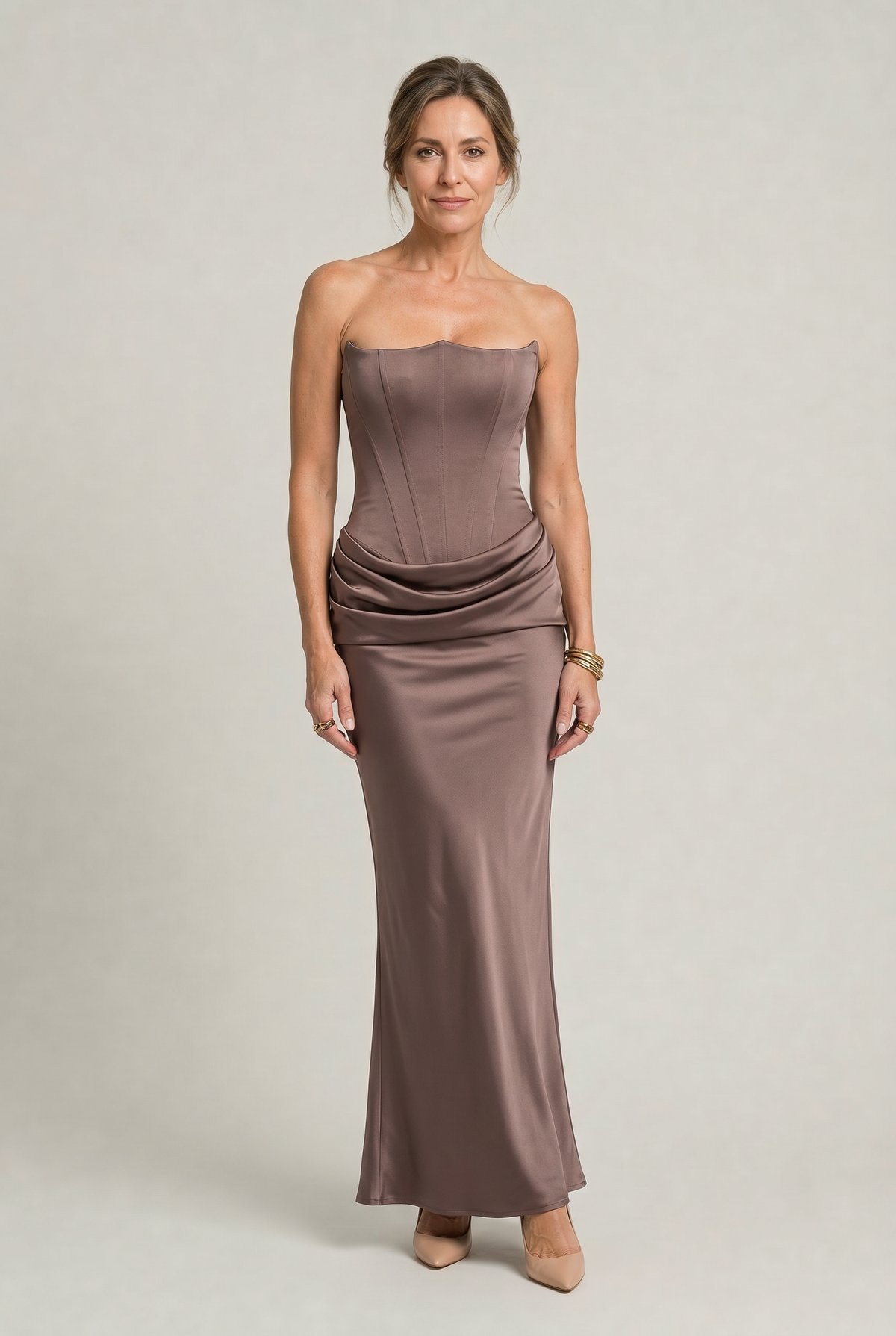 Women's Formal Dress | Strapless Corset Maxi Draped
