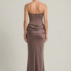 Women's Formal Dress | Strapless Corset Maxi Draped