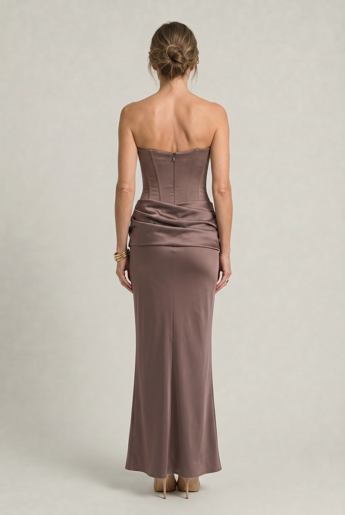 Women's Formal Dress | Strapless Corset Maxi Draped