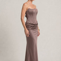 Women's Formal Dress | Strapless Corset Maxi Draped