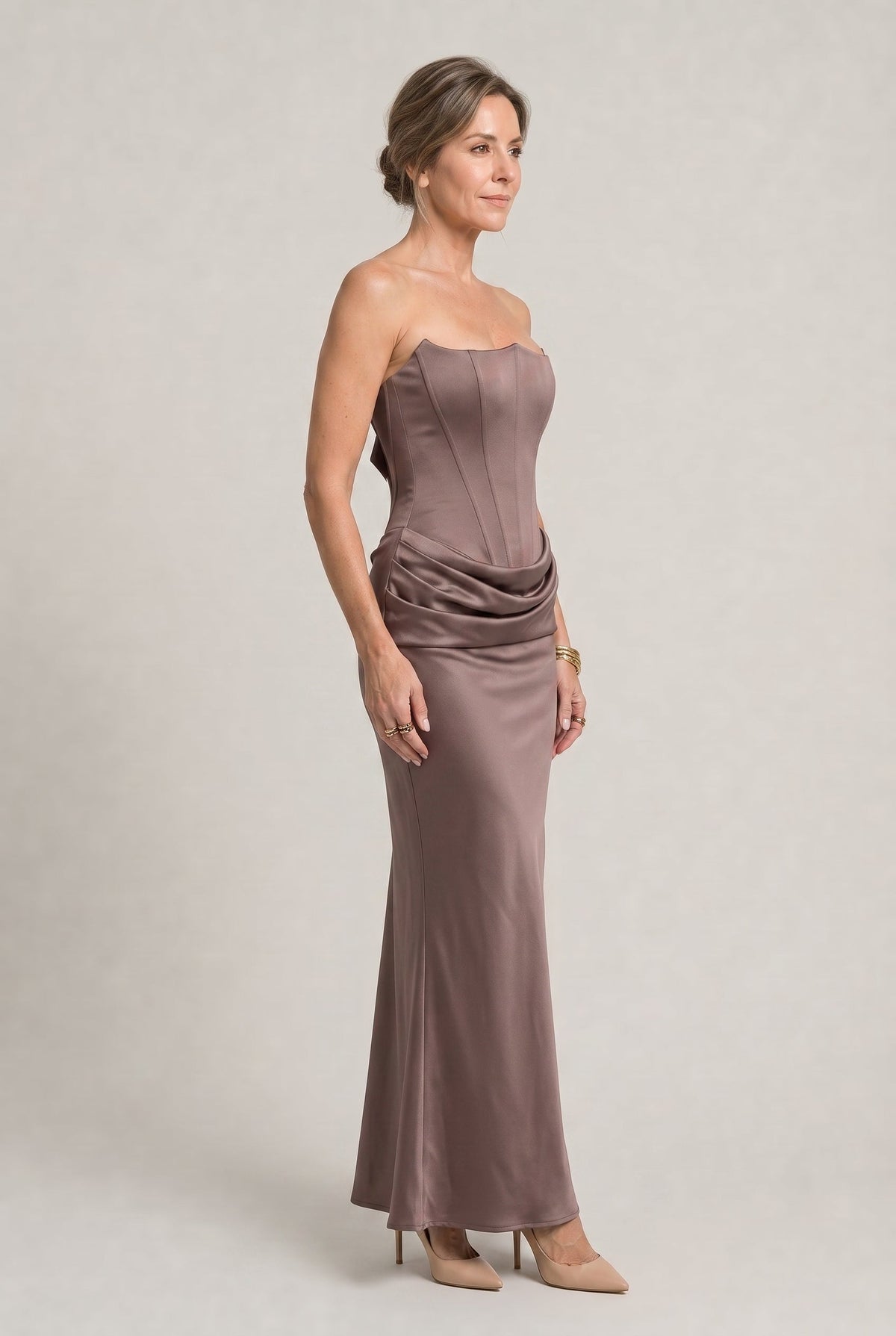 Women's Formal Dress | Strapless Corset Maxi Draped