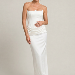 Women's Formal Dress | Strapless Corset Maxi Draped