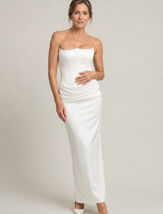 Women's Formal Dress | Strapless Corset Maxi Draped