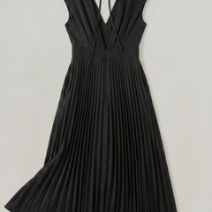 Women's Wedding Guest Dress | Midi Pleated V-Neck Sleeveless