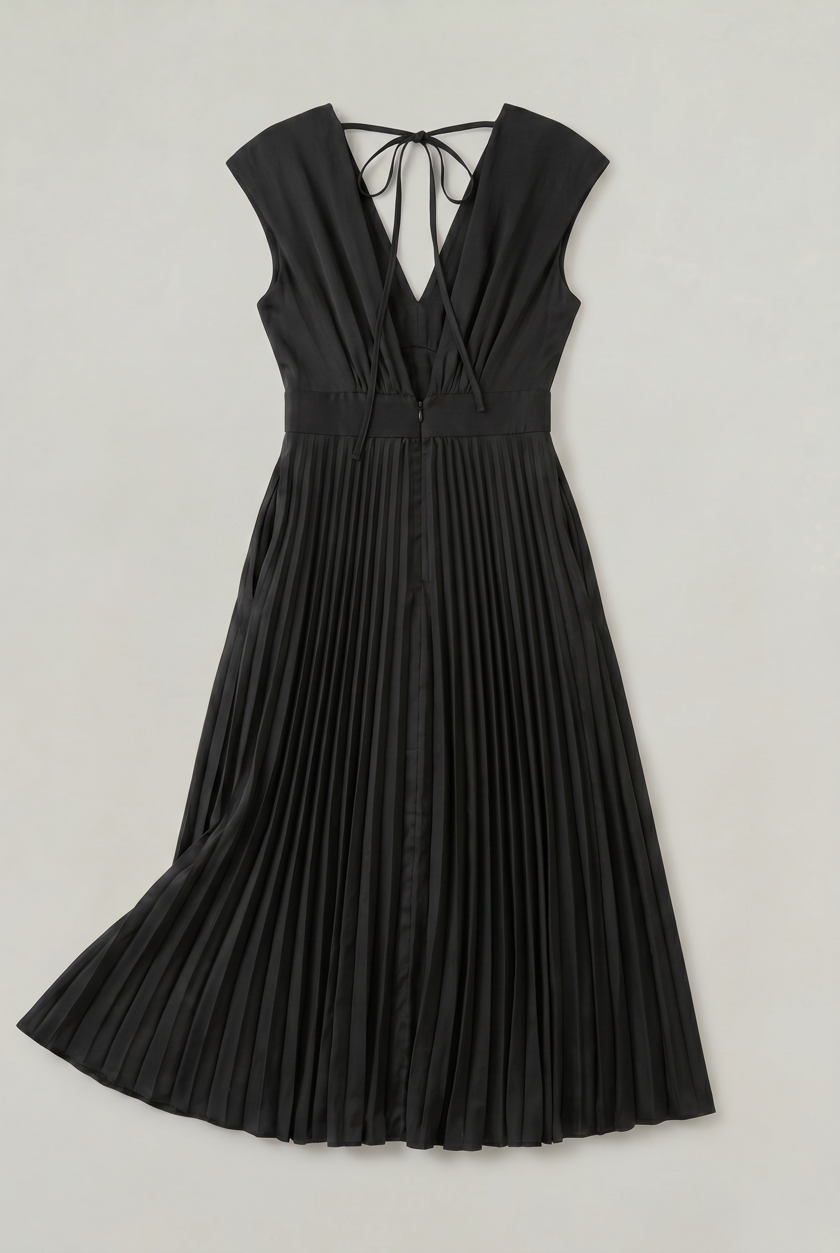 Women's Wedding Guest Dress | Midi Pleated V-Neck Sleeveless