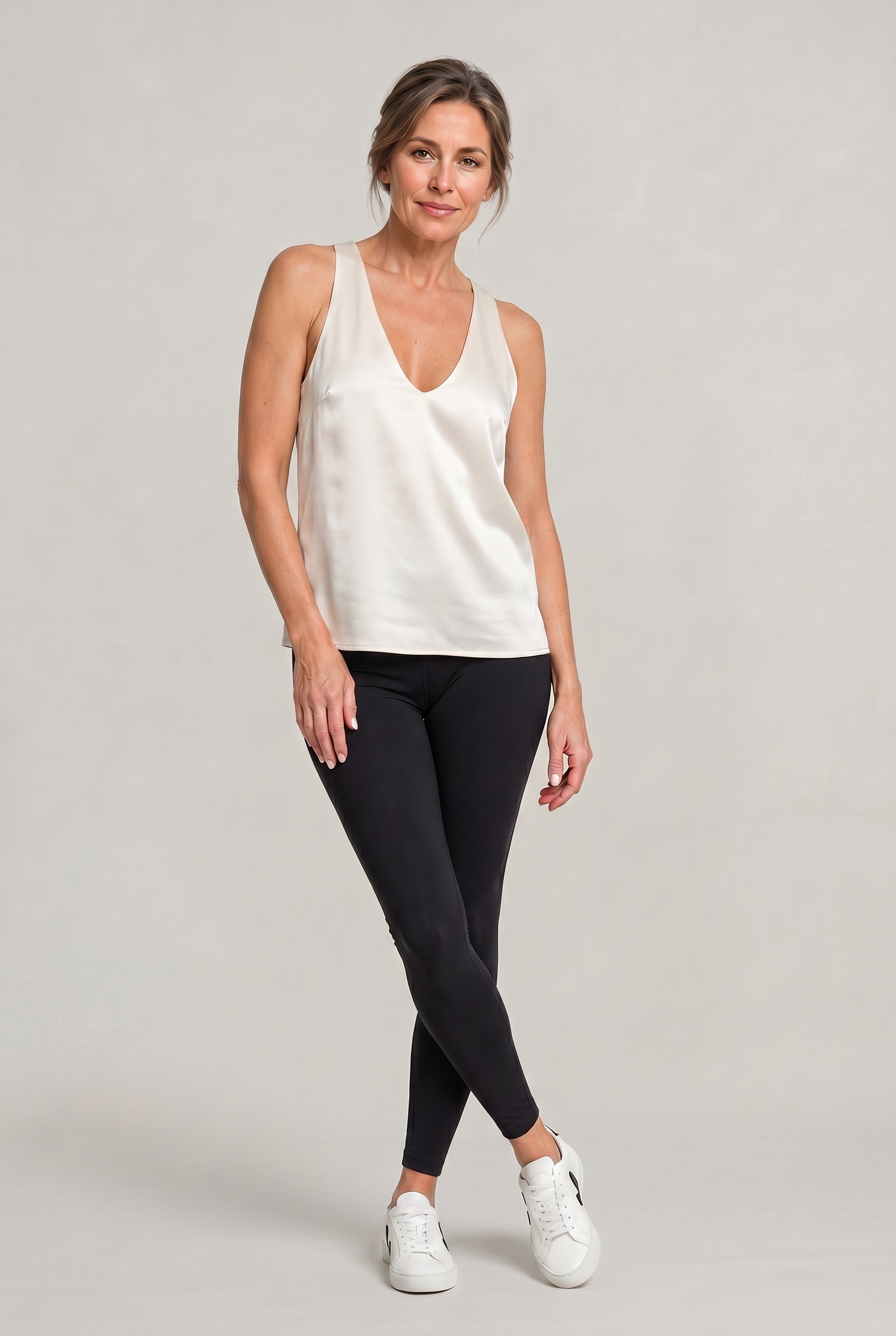 Women's Tank Top | Deep V-Neck Sleeveless Satin