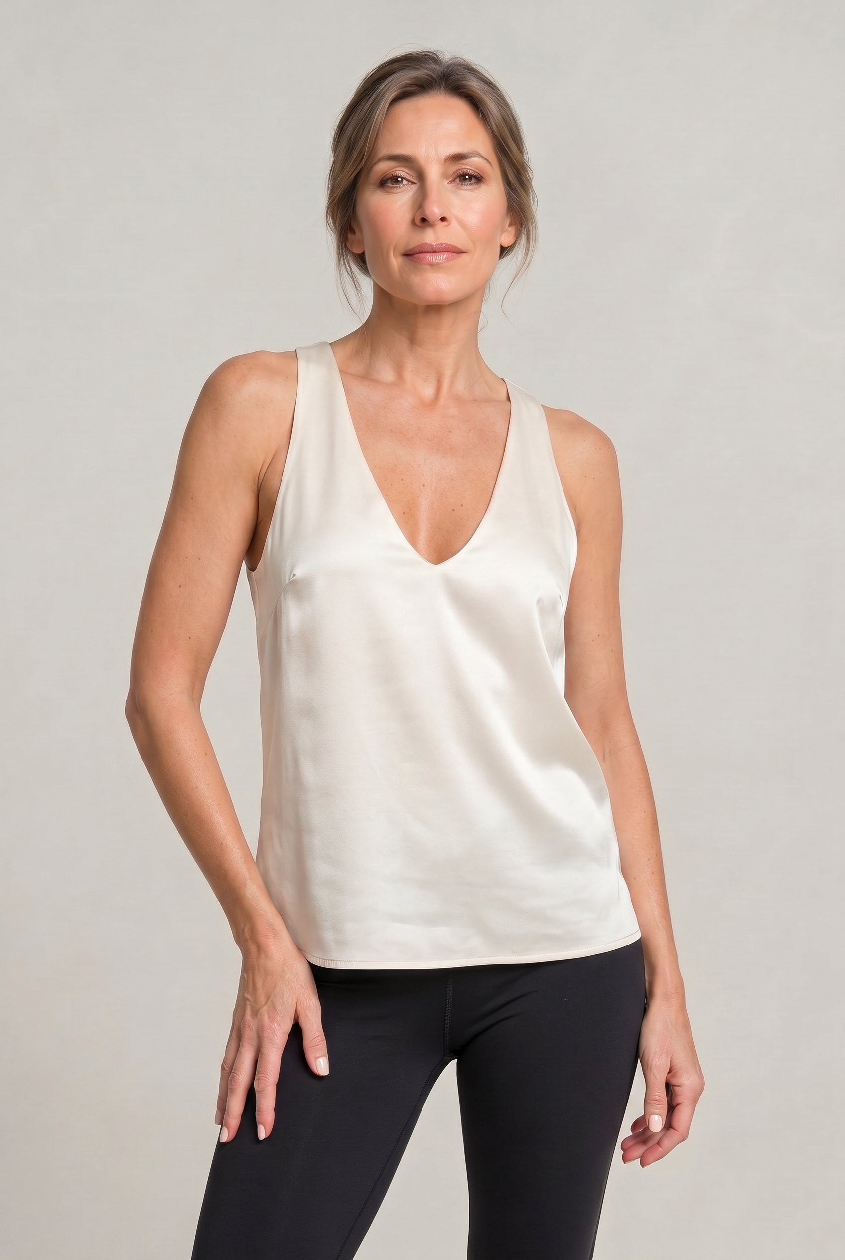 Women's Tank Top | Deep V-Neck Sleeveless Satin