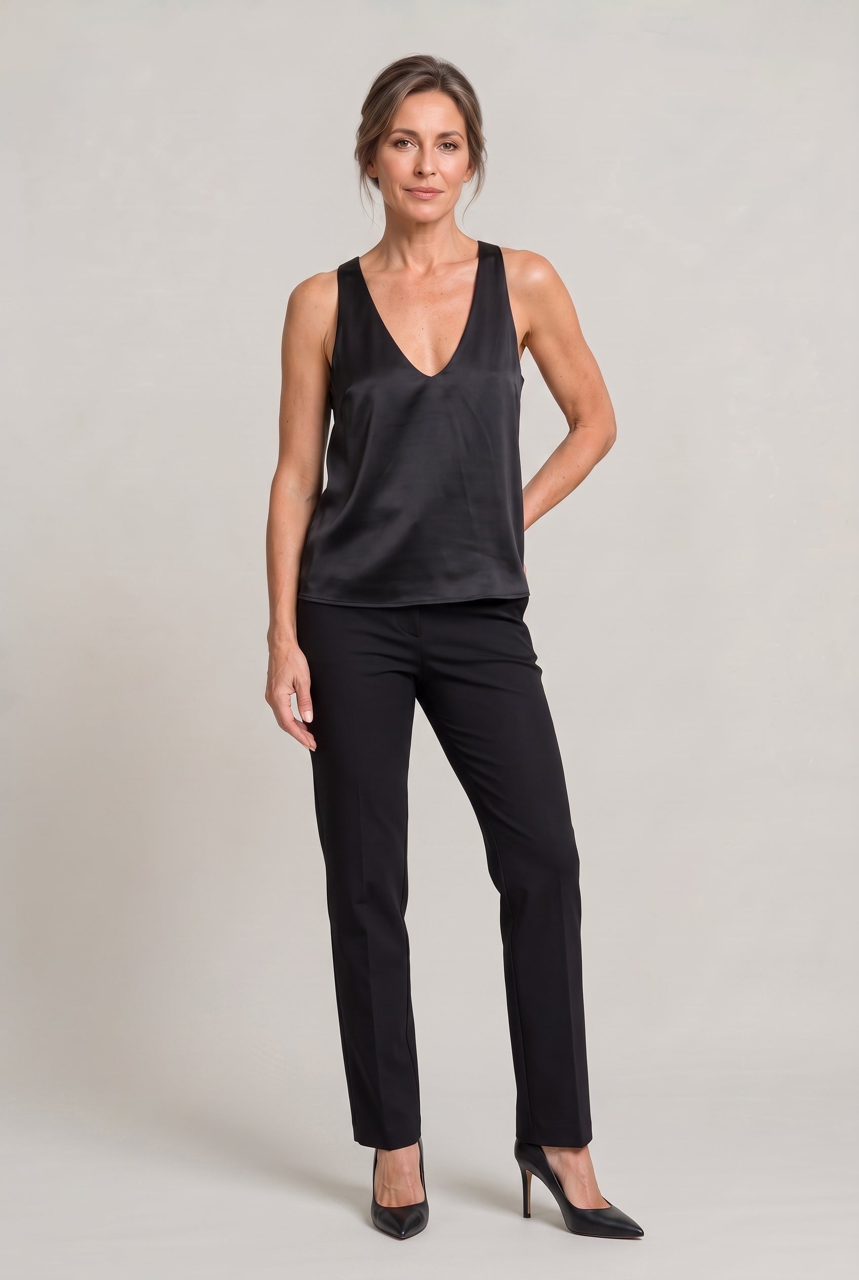 Women's Tank Top | Deep V-Neck Sleeveless Satin