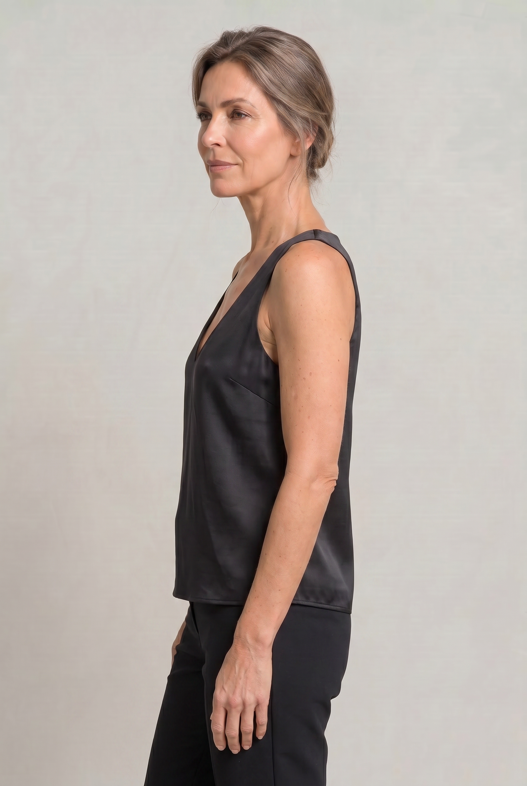Women's Tank Top | Deep V-Neck Sleeveless Satin