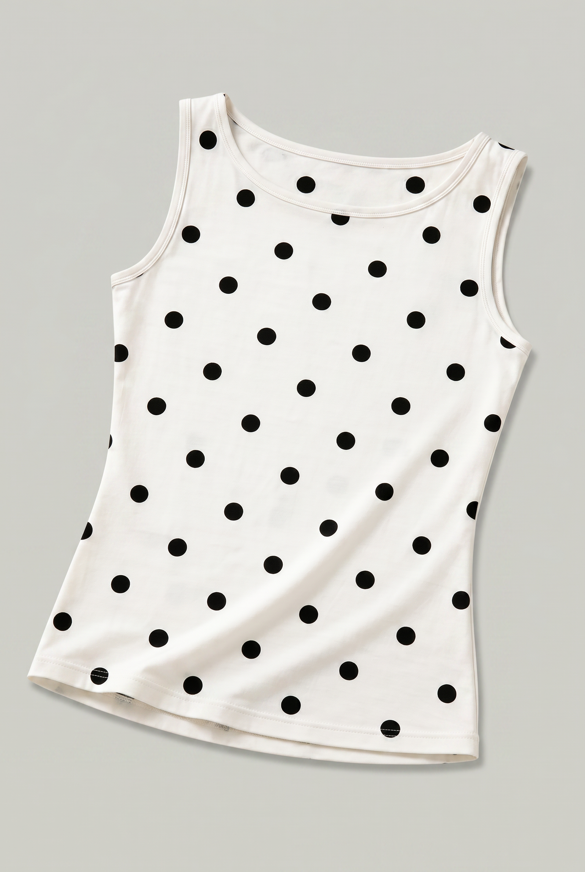 Women's Polka Dot Top | Round Neck Sleeveless Fitted Knit