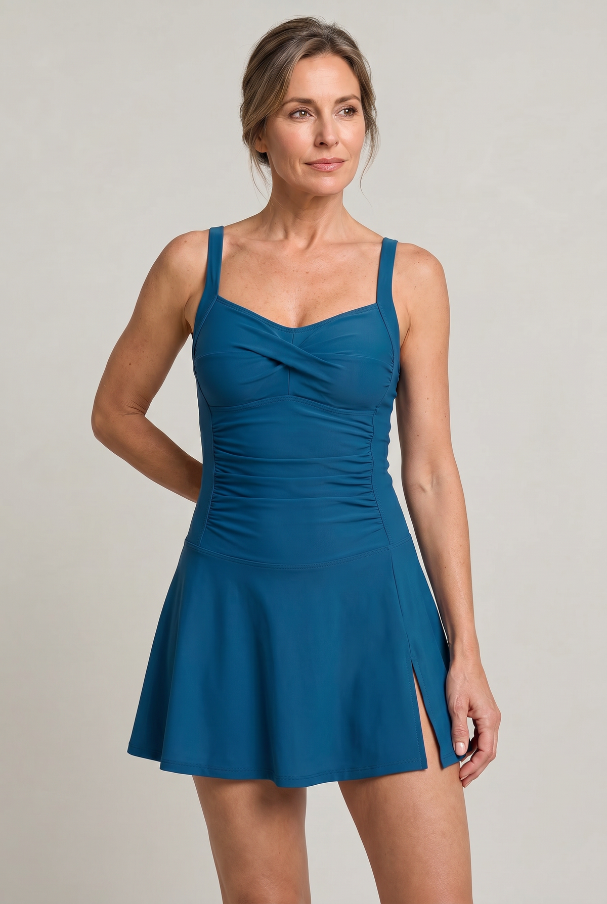 Women's One Piece Swimsuit | Sweetheart Neckline Ruched Skirt