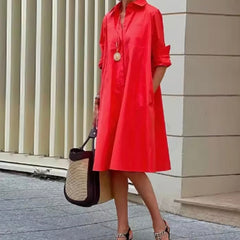 Women's Smart Dress | Collared Neckline Three Quarter Sleeve A Line