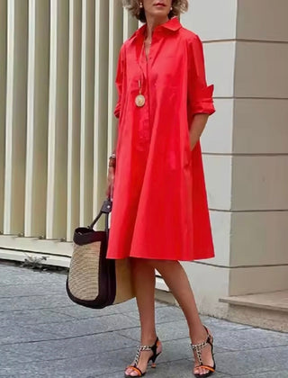 Women's Smart Dress | Collared Neckline Three Quarter Sleeve A Line