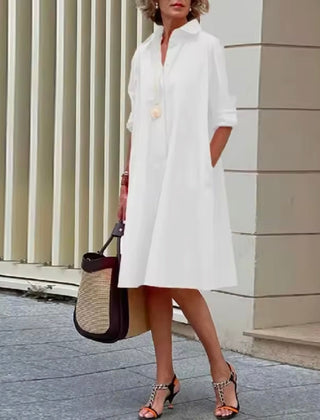 Women's Smart Dress | Collared Neckline Three Quarter Sleeve A Line