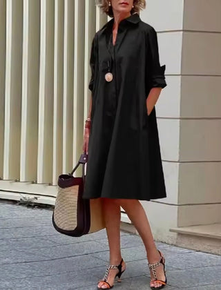 Women's Smart Dress | Collared Neckline Three Quarter Sleeve A Line