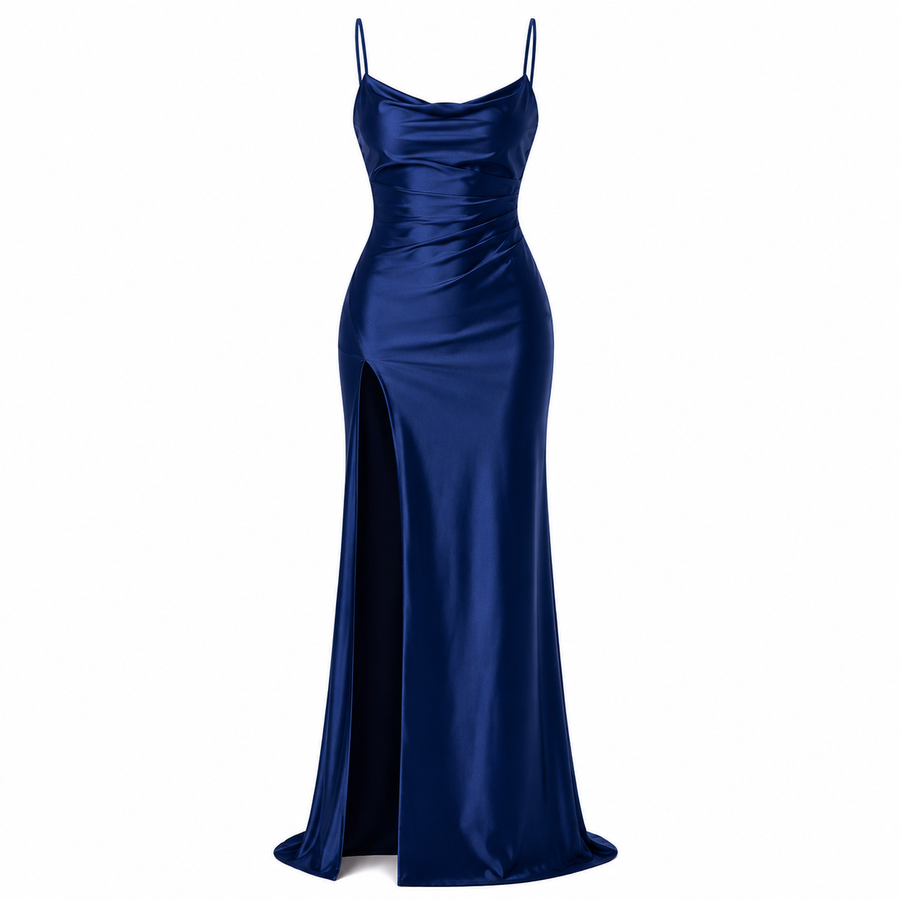 Women's Formal Dress | Maxi Cowl Neck Satin Split