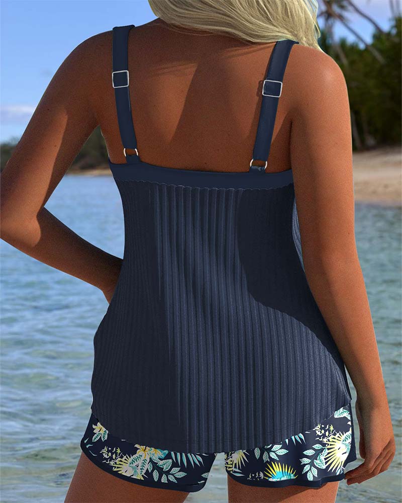 Jovia | Women's Tankini Swimwear Elegant Striped Two-Piece Set 1