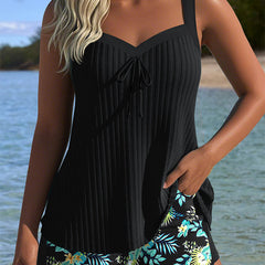 Jovia | Women's Tankini Swimwear Elegant Striped Two-Piece Set 5