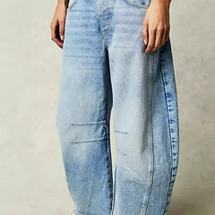 Women's Bootcut Jeans | Leopard Print Barrel Leg Relaxed Cropped