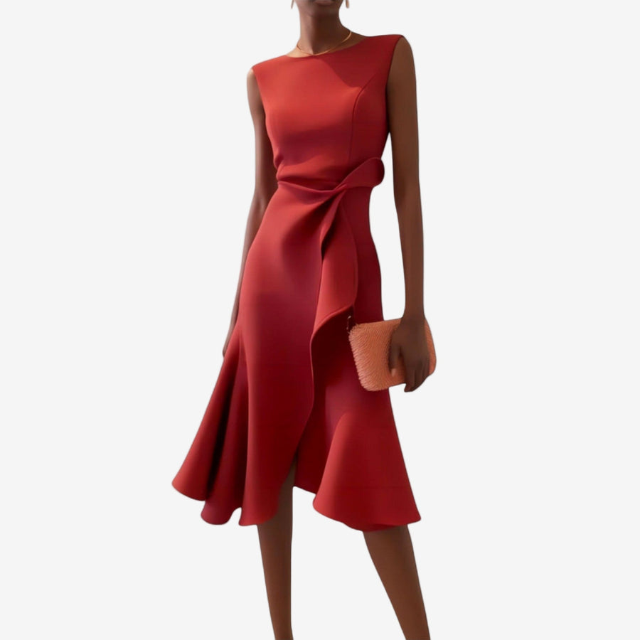 Livia | Elegant Asymmetrical Cut Midi Dress for Women 0