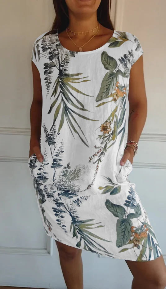 Luna Breeze | Relaxed Fit Women's Summer Dress with Botanical Print 0