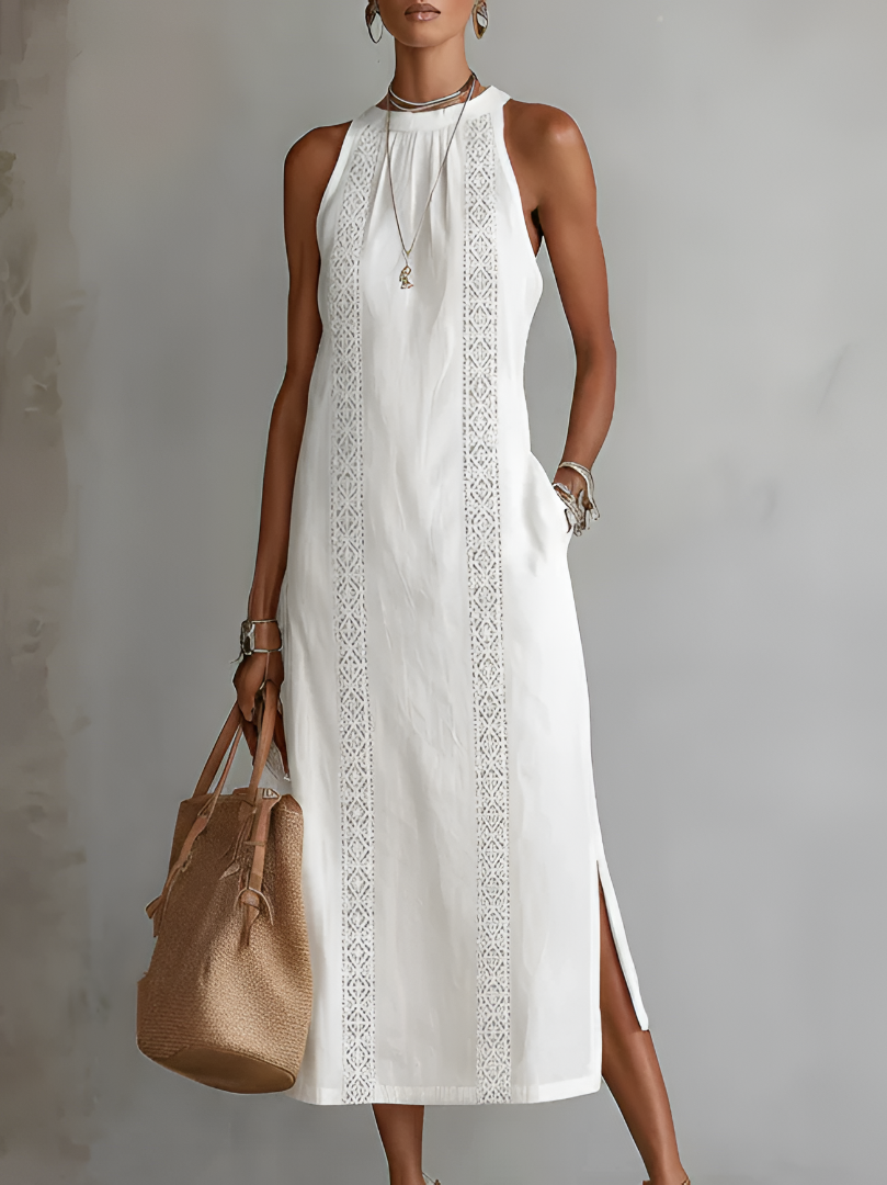 Lyra | Sophisticated Cotton-Linen Midi Dress 0