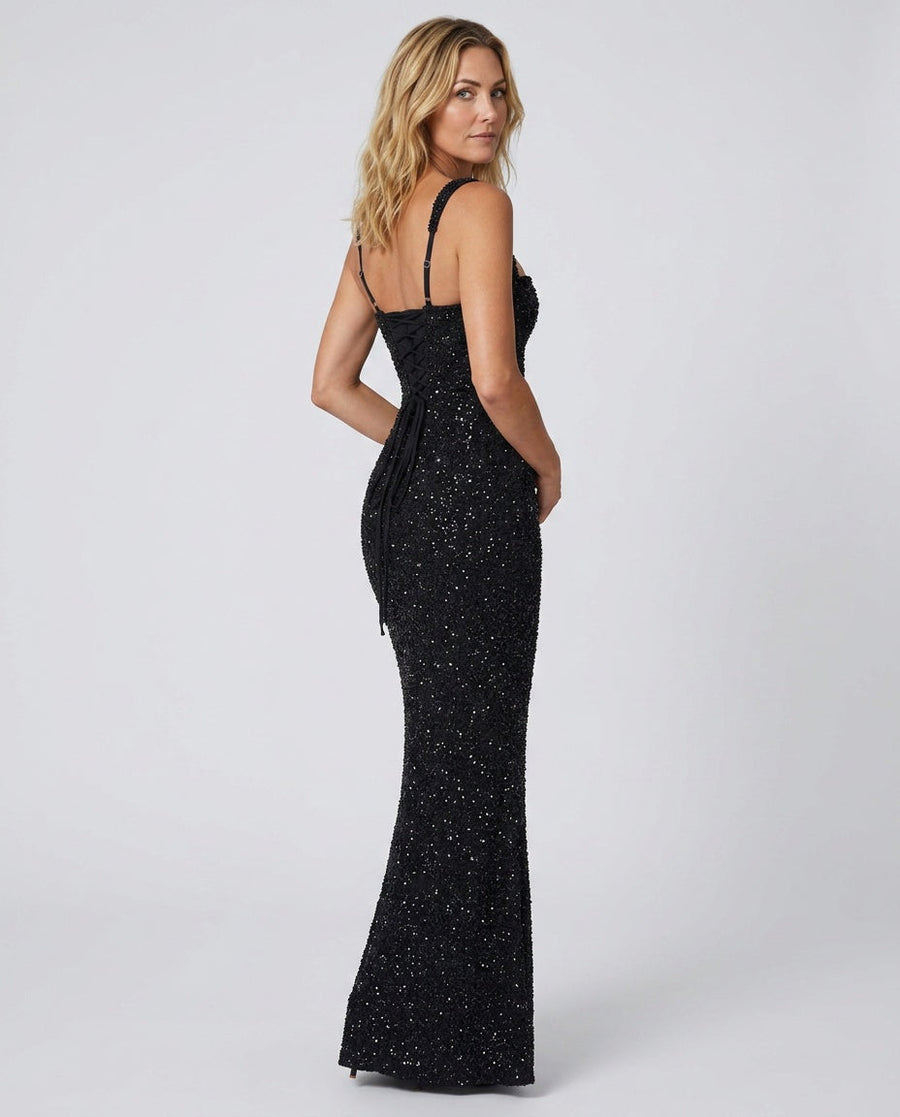 Women's Work Xmas Party Dress | Maxi Square Neck Sleeveless Sequin