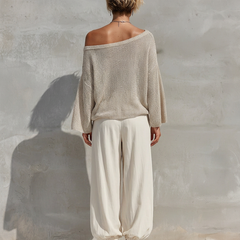 Women's Two Piece Pants Set | Off Shoulder Knit Batwing Sleeve
