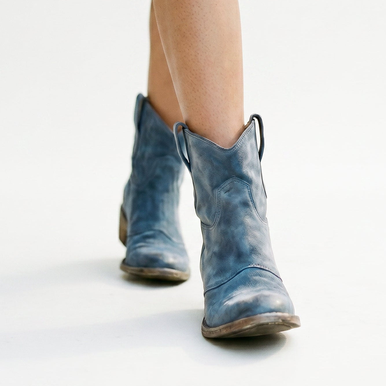 Black Boots For Women | Suede Ankle Stacked Heel Pull-On